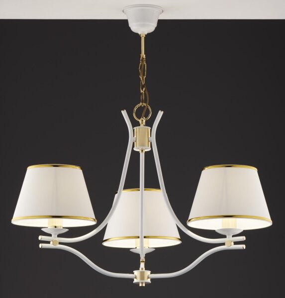 Jupiter 2085 - Lampadario a catena SAMBA 3xE27/15W/230V bianco/oro