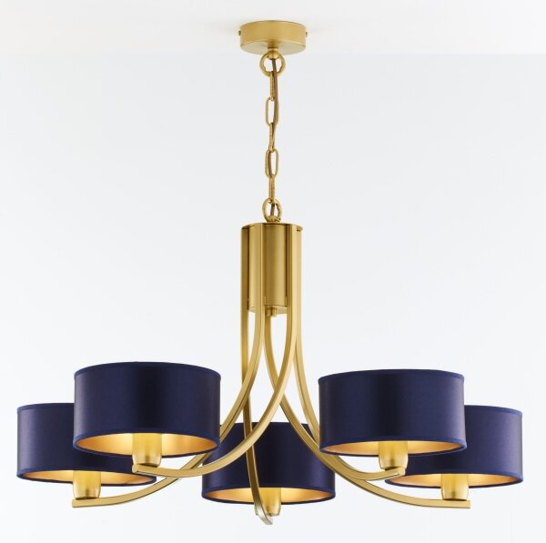 Jupiter 2094 - Lampadario a catena ARTHUR 5xE27/15W/230V blu/oro