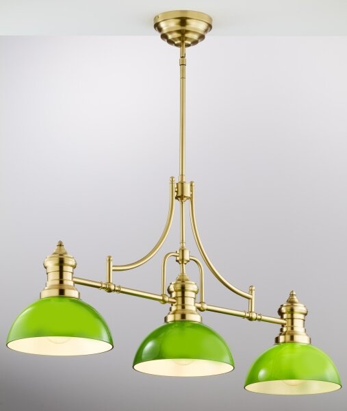 Jupiter 2074 - Lampadario su asta PLATINO 3xE27/15W/230V verde/oro