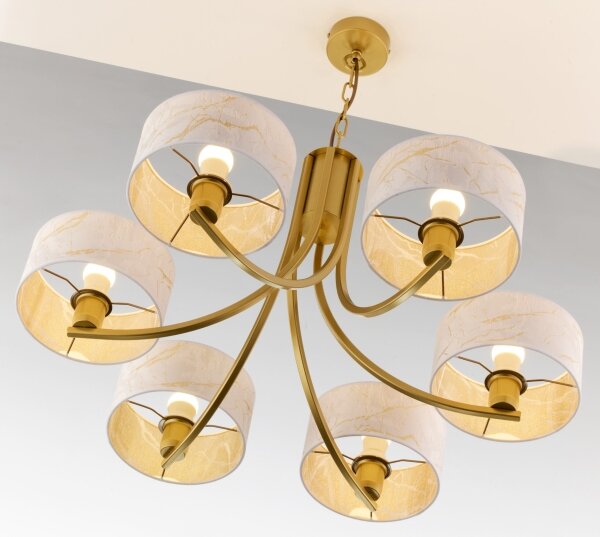 Jupiter 2098 - Lampadario a catena ARTHUR 6xE27/15W/230V bianco/oro/effetto marmo