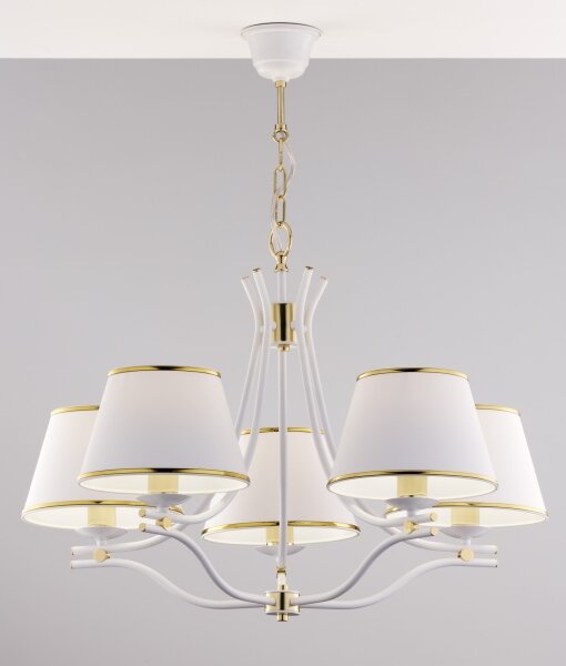 Jupiter 2084 - Lampadario a catena SAMBA 5xE27/15W/230V bianco/oro