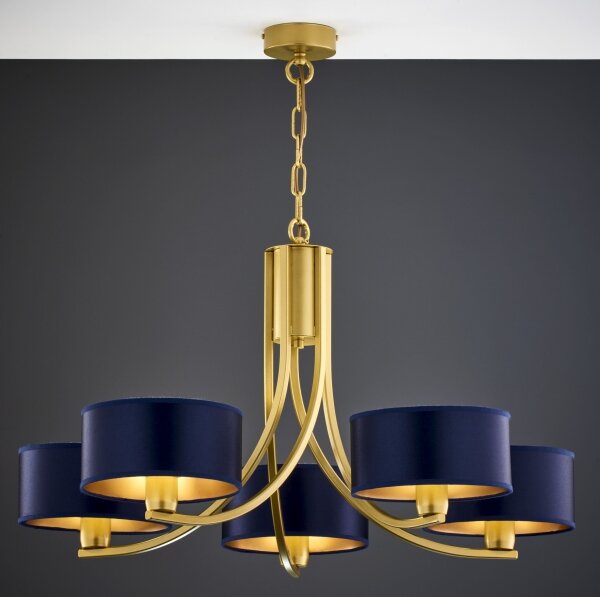 Jupiter 2094 - Lampadario a catena ARTHUR 5xE27/15W/230V blu/oro