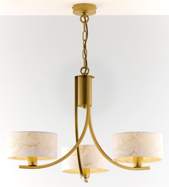 Jupiter 2096 - Lampadario a catena ARTHUR 3xE27/15W/230V bianco/oro/effetto marmo