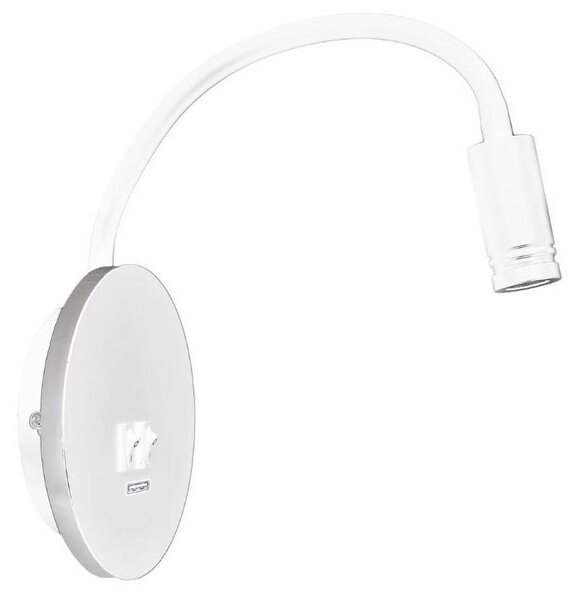 Lampada da parete flessibile con USB BASE LED/8W+LED/2W/230V bianco/argento