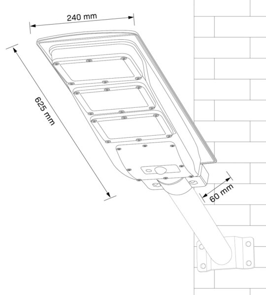 Lampada stradale solare LED con sensore STREET LED/10W/3,2V IP65 + +TC