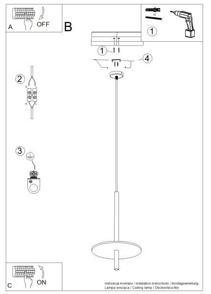 Sollux SL.1881 - Lampada a sospensione su cavo FELTRO 1xG9/8W/230V nero/blu