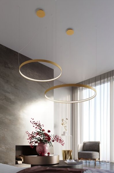 Thoro TH.174 - Lampadario LED a sospensione con filo RIO LED/50W/230V CRI90 3000K diametro 78 cm oro