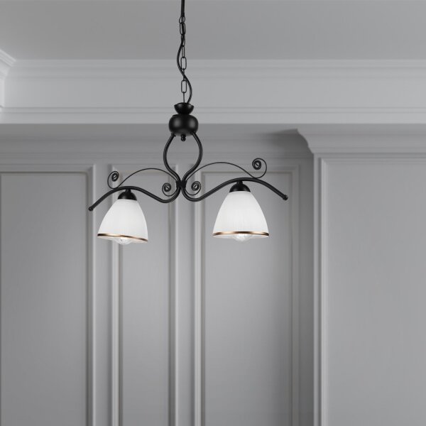Lampadario a sospensione con catena RETRO 2xE27/60W/230V opaco nero