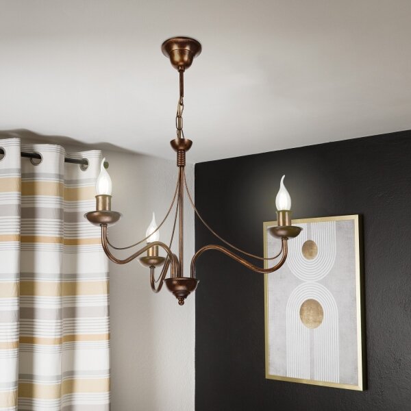 Lampadario a catena ANTON 3xE14/15W/230V finitura bronzo