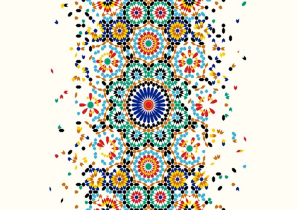 Carta da parati Motivo colorato su sfondo bianco, Carta da parati design, Carta da parati popolare, u71921 - Tapeko.it