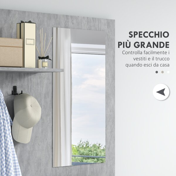 HOMCOM Mobile multiuso da Ingresso 4 in 1 con Specchio, Ganci e Ripiani Interni, in Legno e truciolato, 145x29x184 cm, Grigio e Bianco | Aosom Italy