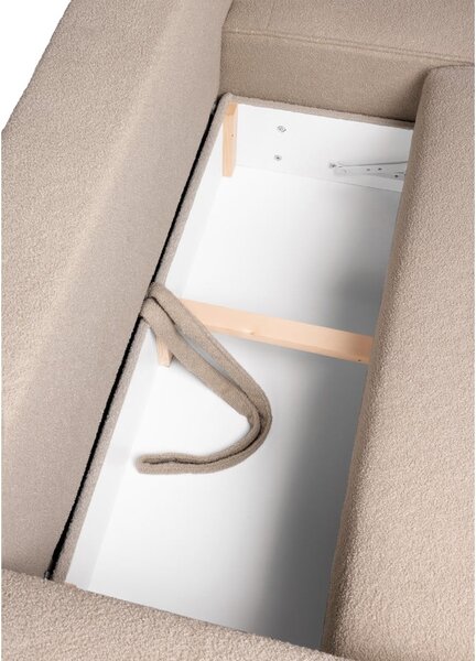 Divano angolare beige allungabile (con penisola a destra) con rivestimento in bouclé Quinoa – Bonami Selection