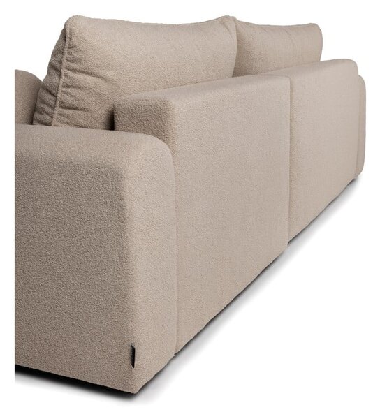 Divano angolare beige allungabile (con penisola a destra) con rivestimento in bouclé Quinoa – Bonami Selection