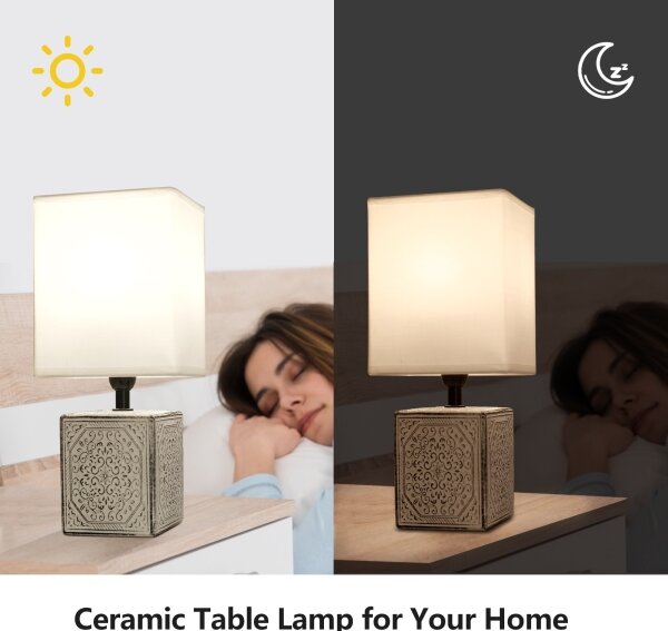 Aigostar - Lampada da tavolo 1xE14/40W/230V grigio/bianco