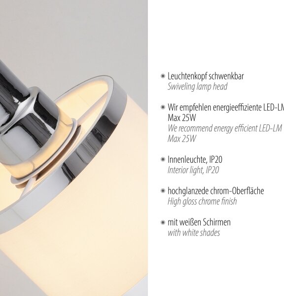 Leuchten Direkt 15371-17 - Faretto da parete ACCOR 1xE14/25W/230V