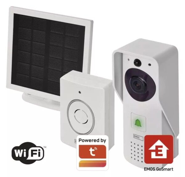 Campanello video wireless GoSmart 4400 mAh 3xAA IP44 Wi-Fi Tuya con pannello sol