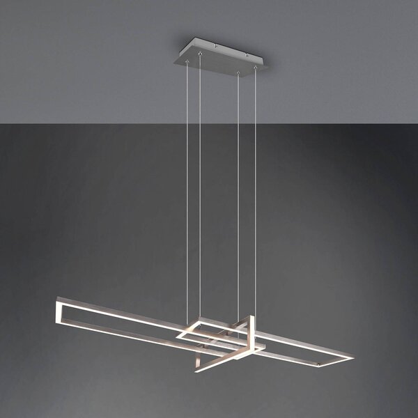 Trio Lighting Lampada a sospensione LED Salinas, 3.000 K, nichel dimmerabile, Alluminio / Grigio / Zincato, Soggiorno / Sala da pranzo, Metallo, Moderno