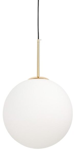 Lampada sferica a sospensione paralume bianco struttura oro caldo FREDICA D30