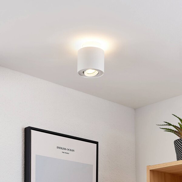 Arcchio plafoniera Walisa, Ø 10 cm, bianco, metallo, GU10 Walisa Arcchio, dimmerabile, Bianco / Opale, Soggiorno / Sala da pranzo, Alluminio, Moderno, Faretto