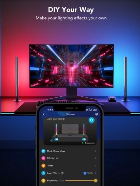 Govee - SET 2x Smart Gaming Wi-Fi LED RGBIC Panels + Smart Dual + +TC