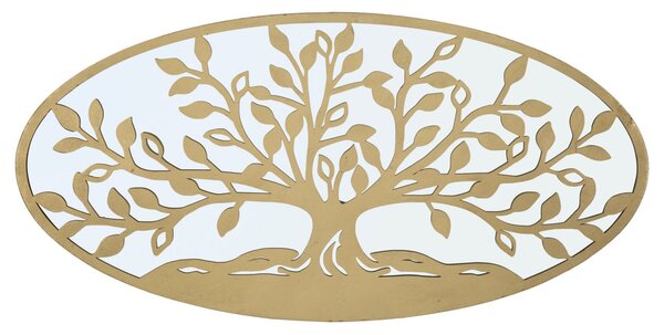 Pannello Albero della Vita Mirror 120x2x60 cm in Ferro MDF e Specchio Oro