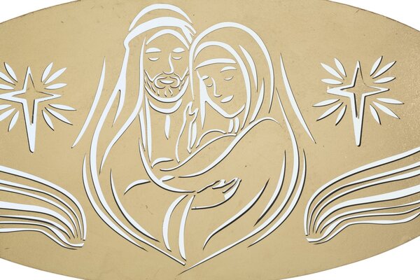 Pannello Nativity Oro 120x2x60 cm in Ferro MDF e Specchio Oro