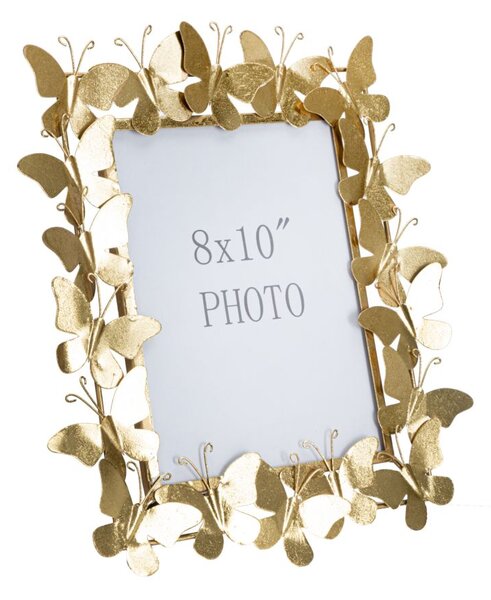 Cornice Butterfly Glam 35x15x38 cm in Ferro e Vetro Oro
