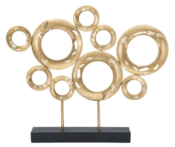 Scultura Panel 49x7x41 cm in Ferro Oro e Nero