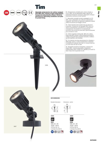 Redo 9997 - Lampada LED da esterno TIM LED/5W/230V IP65