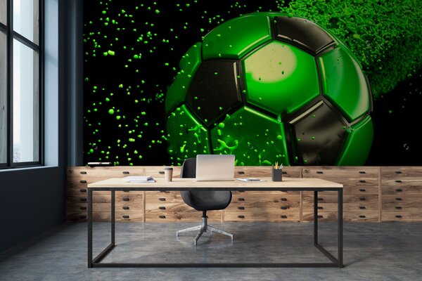 Carta da parati Pallone da calcio verde e nero, Carta da parati design, Carta da parati popolare, u72789 - Tapeko.it