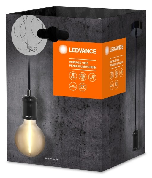 Ledvance - Lampadario a sospensione con filo PENDULUM ROBBIN 1xE27/15W/230V nero