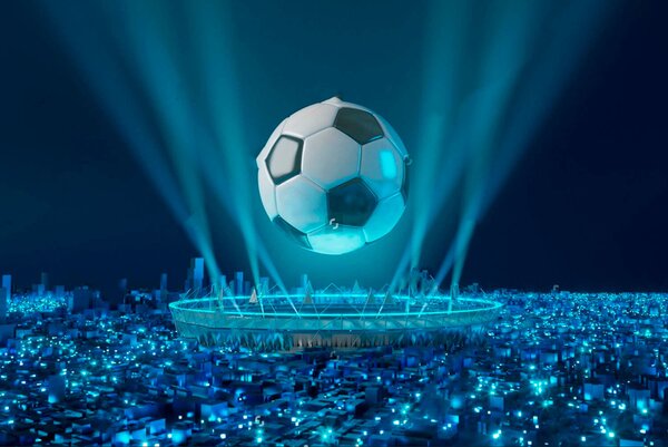 Carta da parati Pallone da calcio sopra uno stadio, Carta da parati per Bambini, Carta da parati popolare, u72793 - Tapeko.it