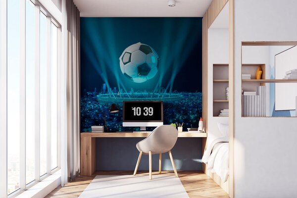 Carta da parati Pallone da calcio sopra uno stadio, Carta da parati per Bambini, Carta da parati popolare, u72793 - Tapeko.it