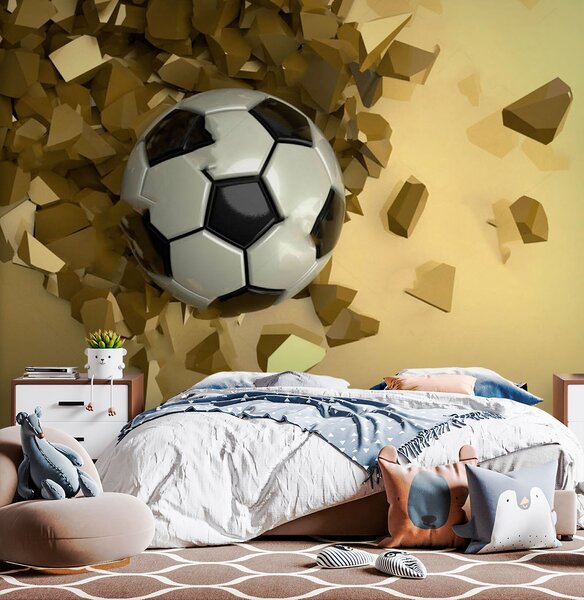 Carta da parati Pallone da calcio in un mucchio di pezzi rotti, Carta da parati per Bambini, Carta da parati popolare, u72801 - Tapeko.it