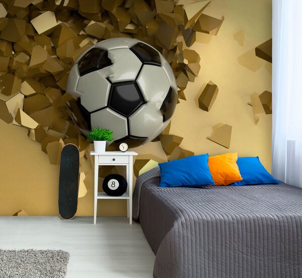Carta da parati Pallone da calcio in un mucchio di pezzi rotti, Carta da parati per Bambini, Carta da parati popolare, u72801 - Tapeko.it