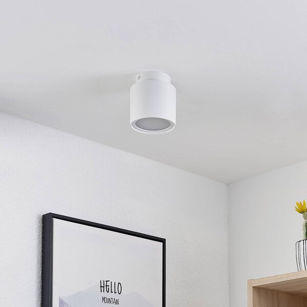 Arcchio plafoniera Walisa, Ø 10 cm, bianco, diffusore, GU10 Walisa Arcchio, dimmerabile, Bianco / Opale, Soggiorno / Sala da pranzo, Alluminio, Moderno, Faretto