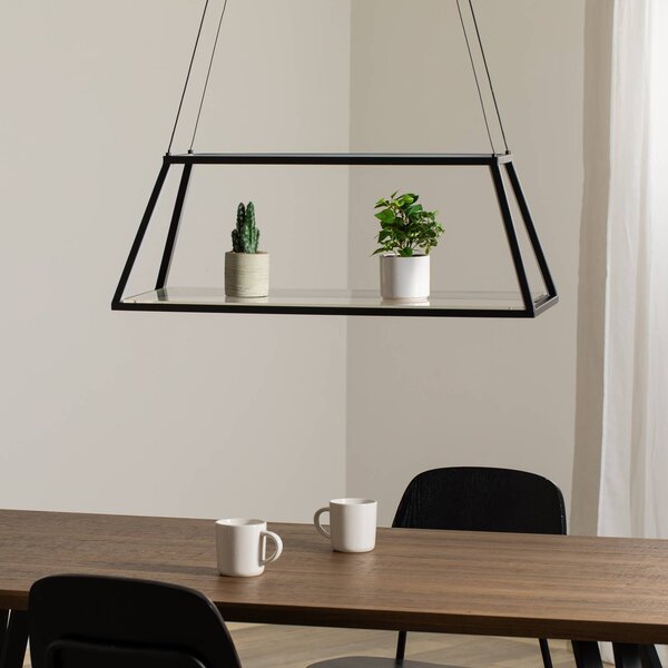 Lucande lampada LED a sospensione Mensola, nero, alluminio, 75 cm Mensola Lucande, dimmerabile, Nero, Soggiorno / Sala da pranzo, Alluminio, Moderno