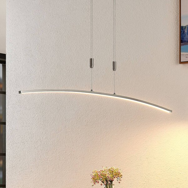 Lindby Phillie sospensione LED, altezza regolabile Lindby, dimmerabile, Alluminio / Grigio / Zincato, Soggiorno / Sala da pranzo, Metallo, Moderno