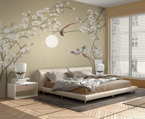 Carta da parati Uccelli, stile cinese, Carta da parati Floreale, u72938 : Uwalls.it