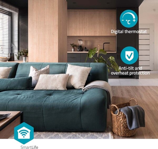 Nedis HTFA22WTW - Ventilatore con elemento riscaldante 1000/1500W/230V Wi-Fi Tuya + +TC