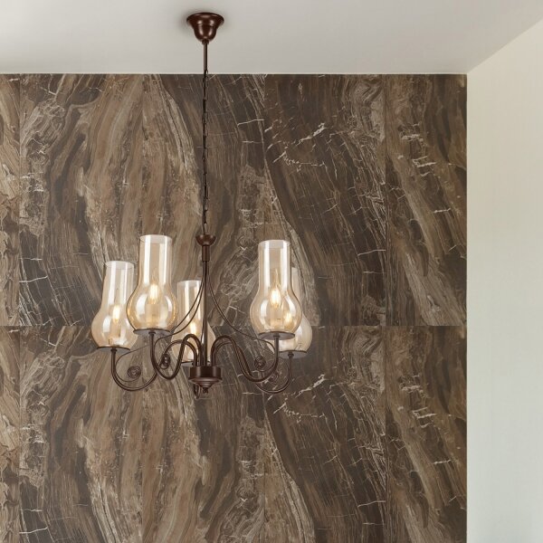 Brilagi - LED Lampadario a sospensione con catena COTTAGE 5xE14/40W/230V marrone