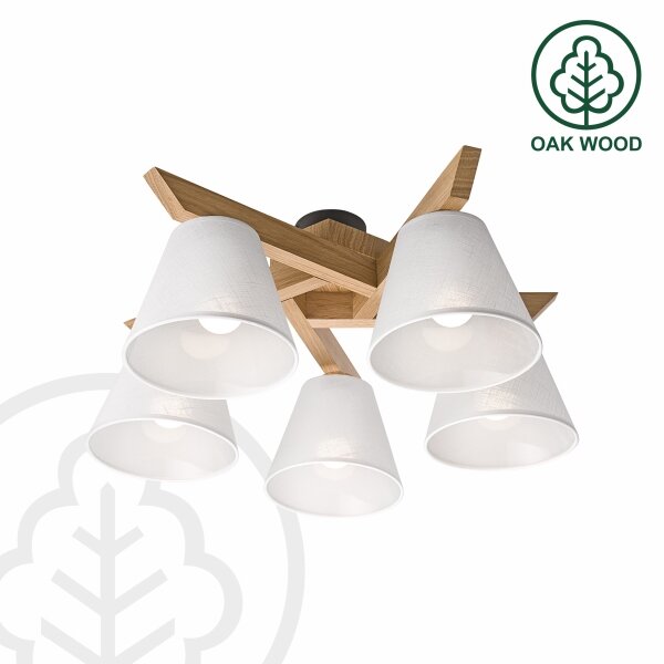 Brilagi - LED Lampadario a plafone ANTHONY 5xE14/40W/230V quercia/bianco