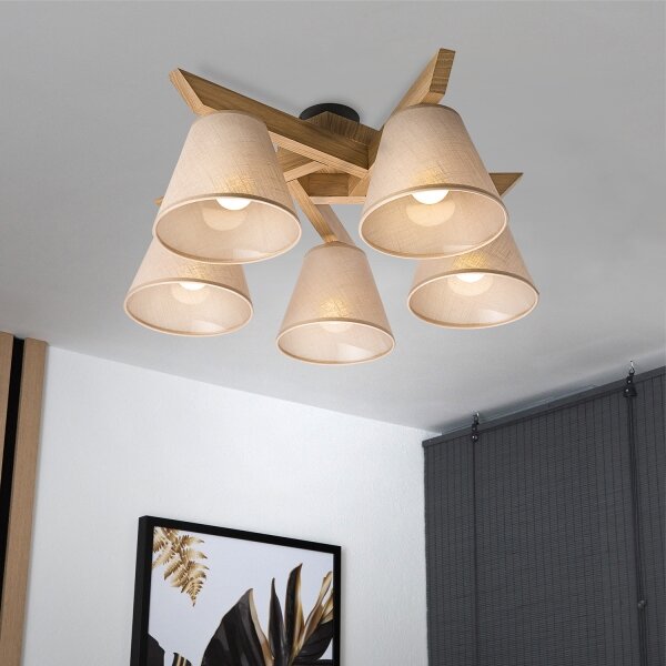 Brilagi - LED Lampadario a plafone ANTHONY 5xE14/40W/230V quercia/beige