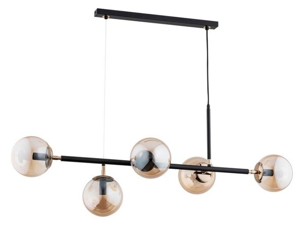 Lampadario su filo DANSA 5xE14/10W/230V ottone/nero