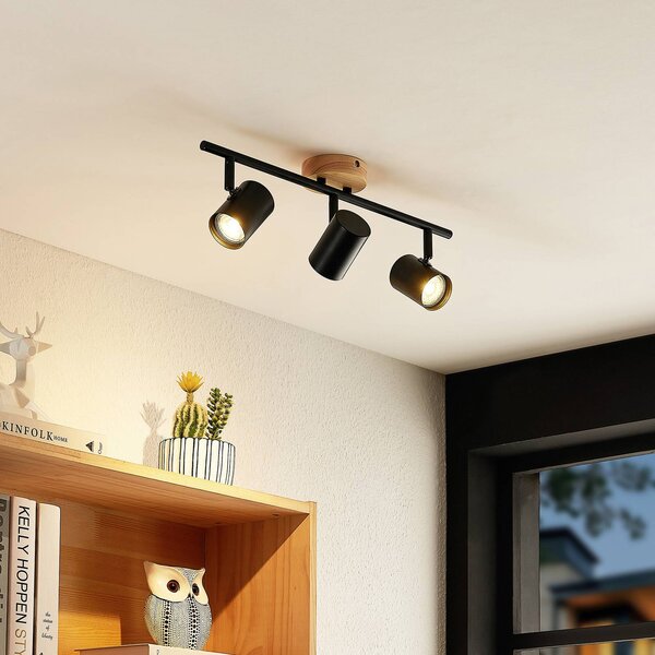 Faretto a soffitto Xiomara Lindby, dimmerabile, Nero, Soggiorno / Sala da pranzo, Metallo, Moderno, Plafoniera