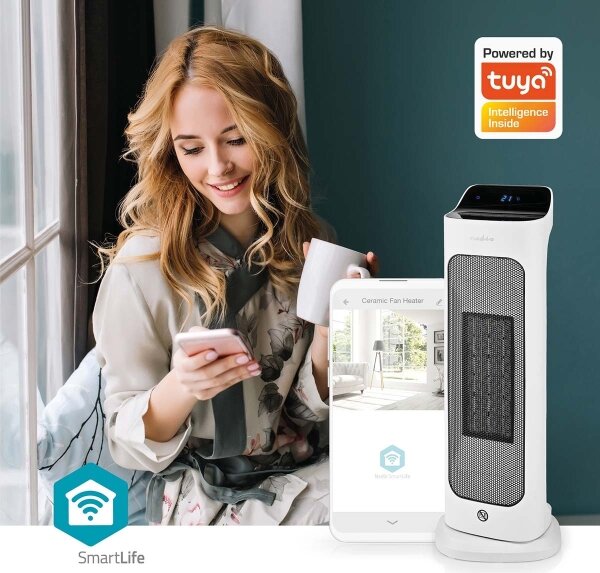 Nedis HTFA20WTW - Ventilatore con elemento riscaldante 1400/2000W/230V Wi-Fi Tuya + +TC