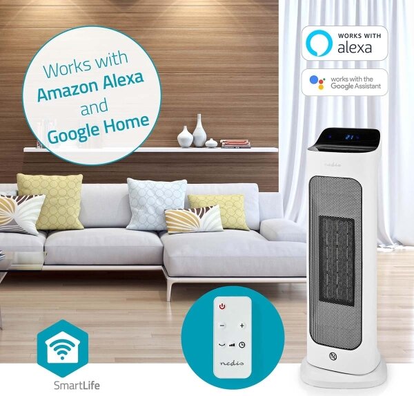 Nedis HTFA20WTW - Ventilatore con elemento riscaldante 1400/2000W/230V Wi-Fi Tuya + +TC