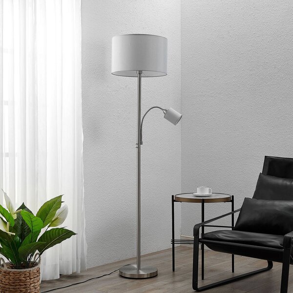 Lampada da terra Colima Lindby, Alluminio / Grigio / Zincato, Soggiorno / Sala da pranzo, Metallo, Moderno, Lampada da terra