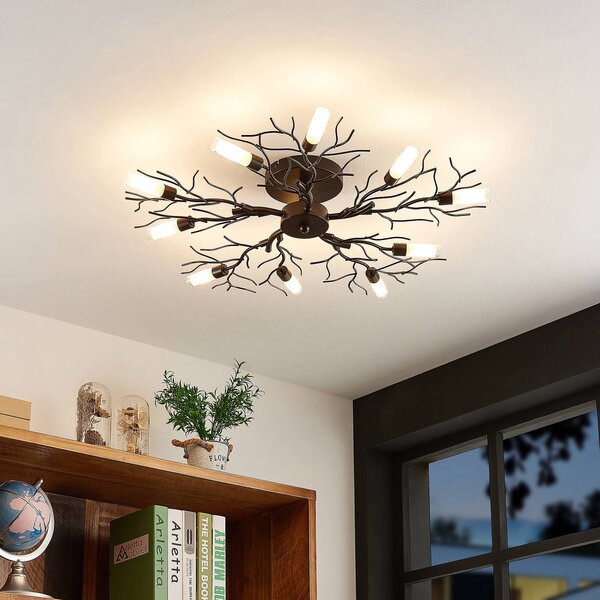 Plafoniera soffitto Bigna Lindby, dimmerabile, Marrone / Ruggine, Soggiorno / Sala da pranzo, Metallo, Moderno, Plafoniera