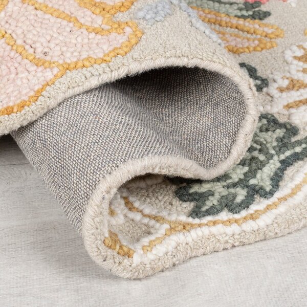Tappeto in lana rosa chiaro tessuto a mano 120x170 cm Daphne Shaped Floral - Flair Rugs
